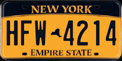NY license plate HFW4214
