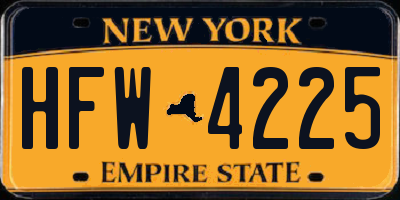 NY license plate HFW4225