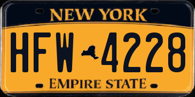 NY license plate HFW4228
