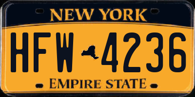 NY license plate HFW4236