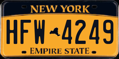 NY license plate HFW4249