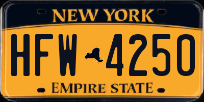 NY license plate HFW4250