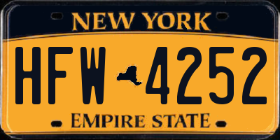 NY license plate HFW4252