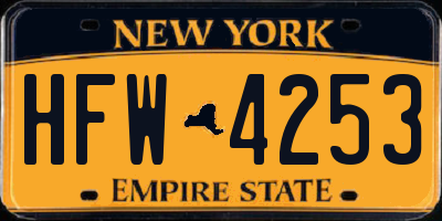 NY license plate HFW4253