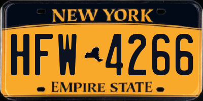 NY license plate HFW4266