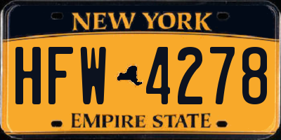 NY license plate HFW4278
