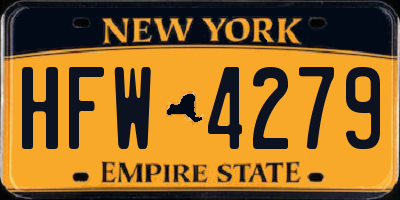 NY license plate HFW4279