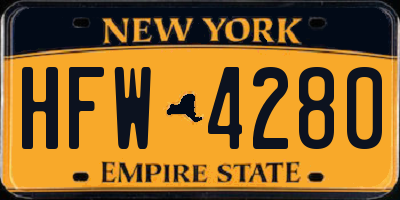 NY license plate HFW4280