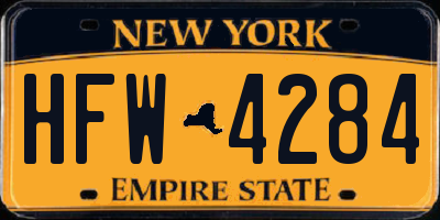 NY license plate HFW4284