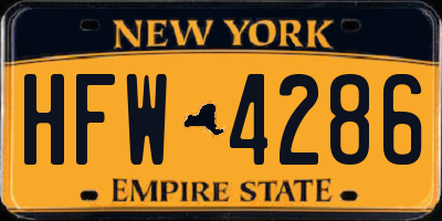 NY license plate HFW4286