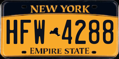 NY license plate HFW4288