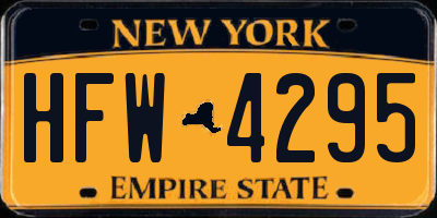 NY license plate HFW4295