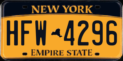 NY license plate HFW4296