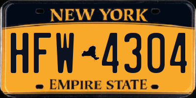 NY license plate HFW4304