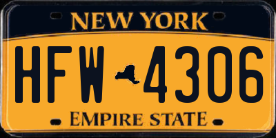 NY license plate HFW4306