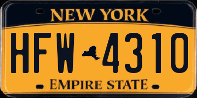 NY license plate HFW4310