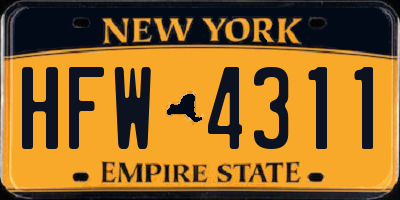 NY license plate HFW4311