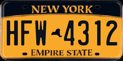 NY license plate HFW4312