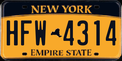 NY license plate HFW4314
