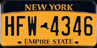 NY license plate HFW4346