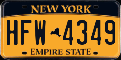 NY license plate HFW4349