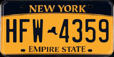 NY license plate HFW4359