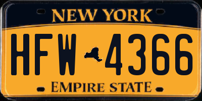 NY license plate HFW4366