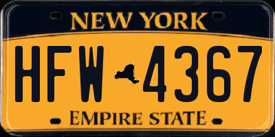 NY license plate HFW4367
