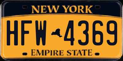 NY license plate HFW4369