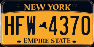 NY license plate HFW4370