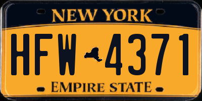 NY license plate HFW4371