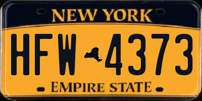 NY license plate HFW4373