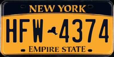 NY license plate HFW4374