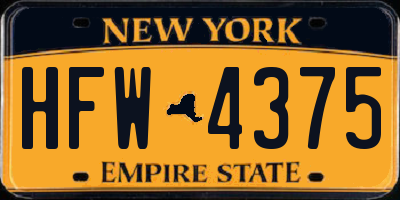 NY license plate HFW4375