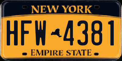 NY license plate HFW4381