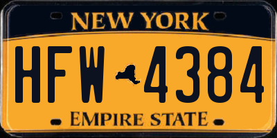 NY license plate HFW4384