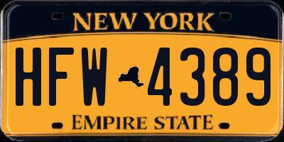 NY license plate HFW4389