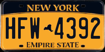 NY license plate HFW4392