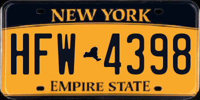 NY license plate HFW4398