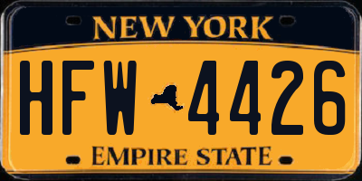 NY license plate HFW4426