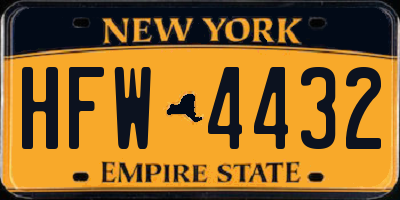 NY license plate HFW4432