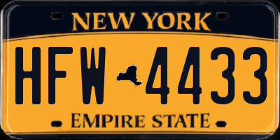 NY license plate HFW4433