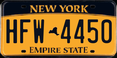 NY license plate HFW4450