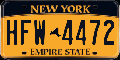 NY license plate HFW4472