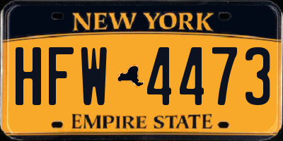 NY license plate HFW4473