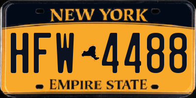 NY license plate HFW4488