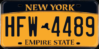NY license plate HFW4489