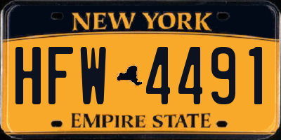 NY license plate HFW4491