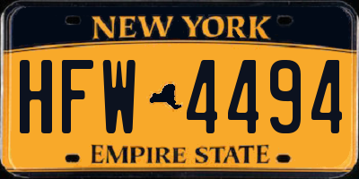 NY license plate HFW4494