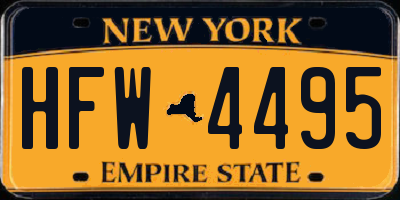 NY license plate HFW4495